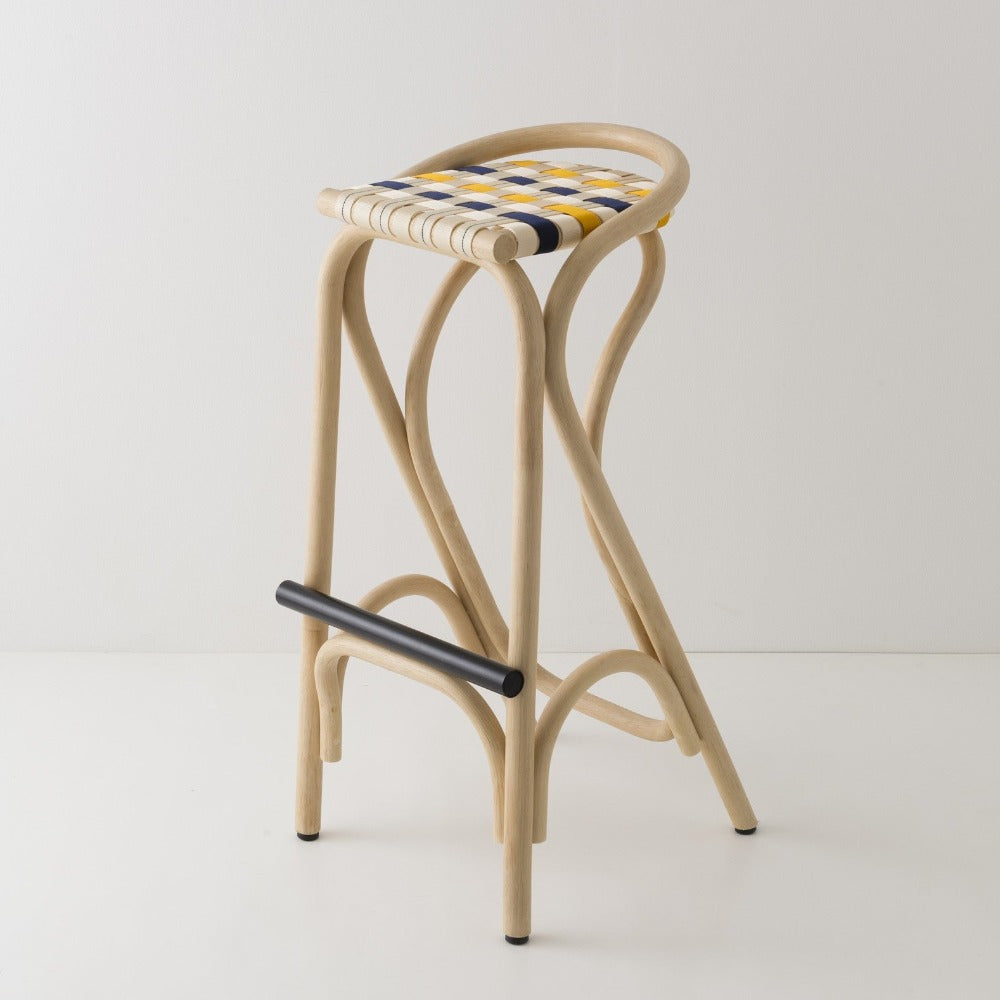 ORCHID EDITION Bar Stool Virage Rattan 83cm Blue & Yellow